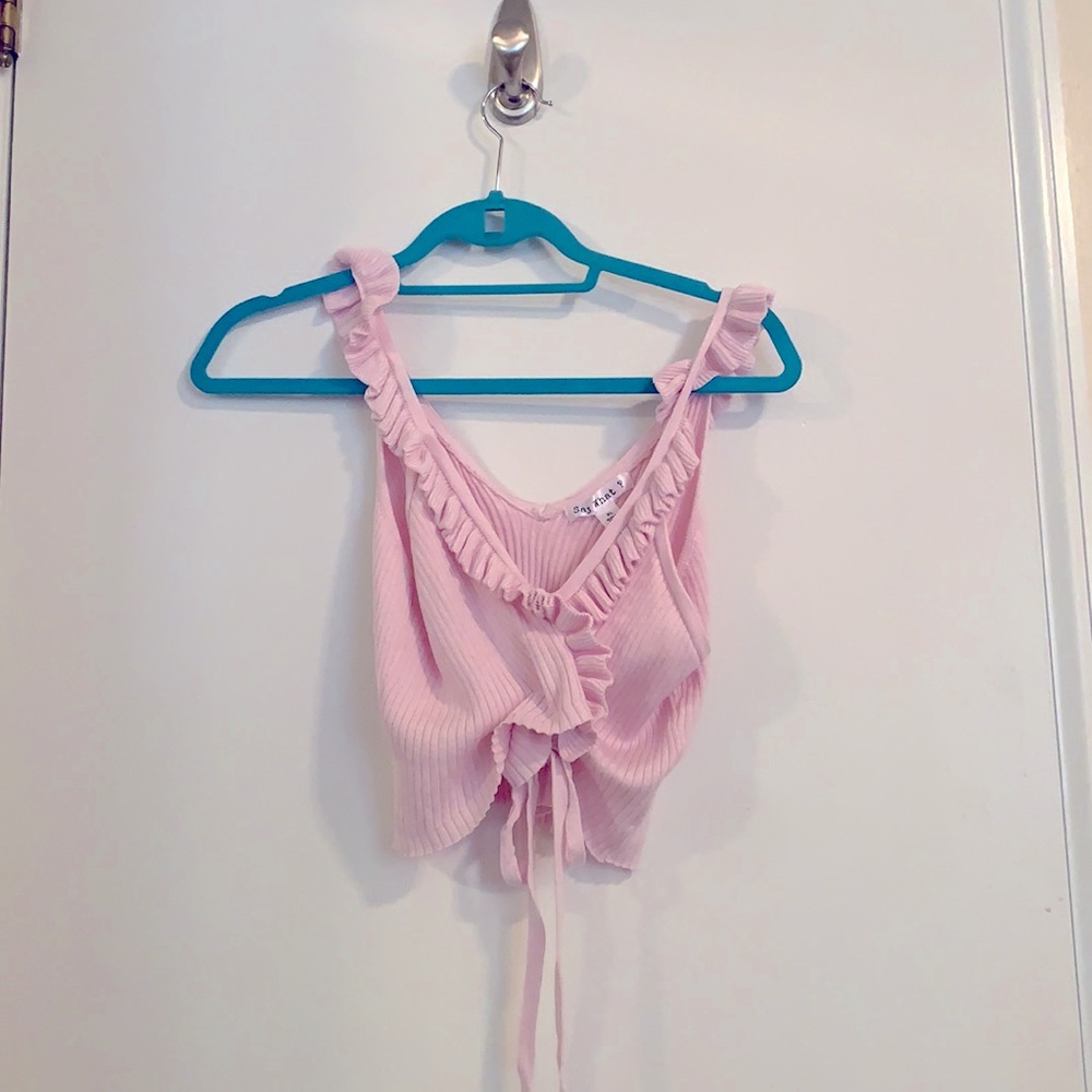 Pink tie cropped tank
